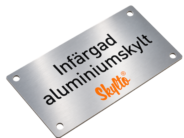 Infärgade eloxerade aluminiumskyltar